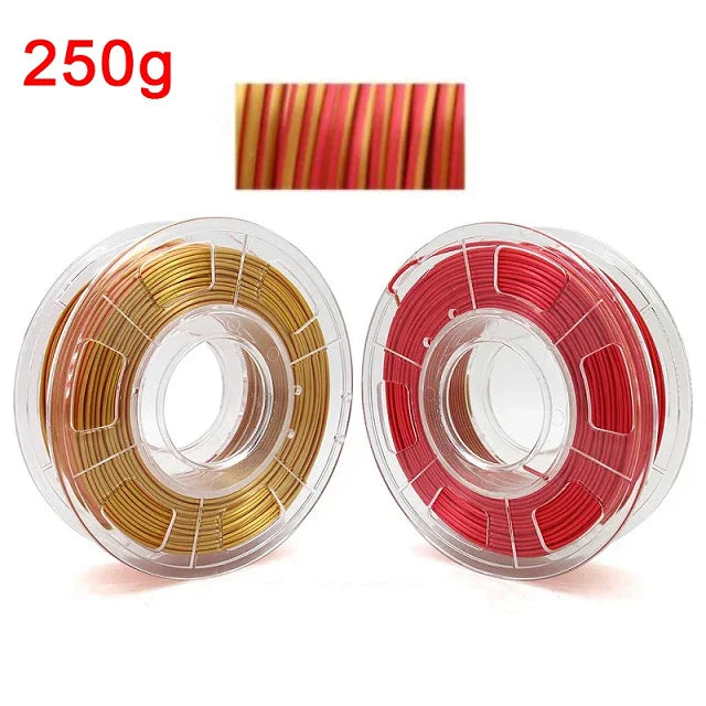 Dual Color Filament Silk PLA 1.75mm 1kg 500g 250g 3D Printer Plastic Material Two Colors Filament PLA Black Red Green Bundle New