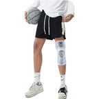 1PC Men Compression Crossfit Rodilleras Elastic Sport Knee Sleeve with Long Straps Black Blue Knee Brace with Silicone Gel