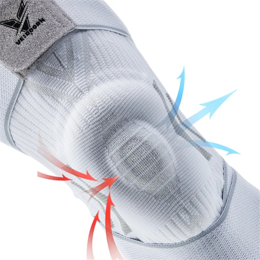 1PC Men Compression Crossfit Rodilleras Elastic Sport Knee Sleeve with Long Straps Black Blue Knee Brace with Silicone Gel