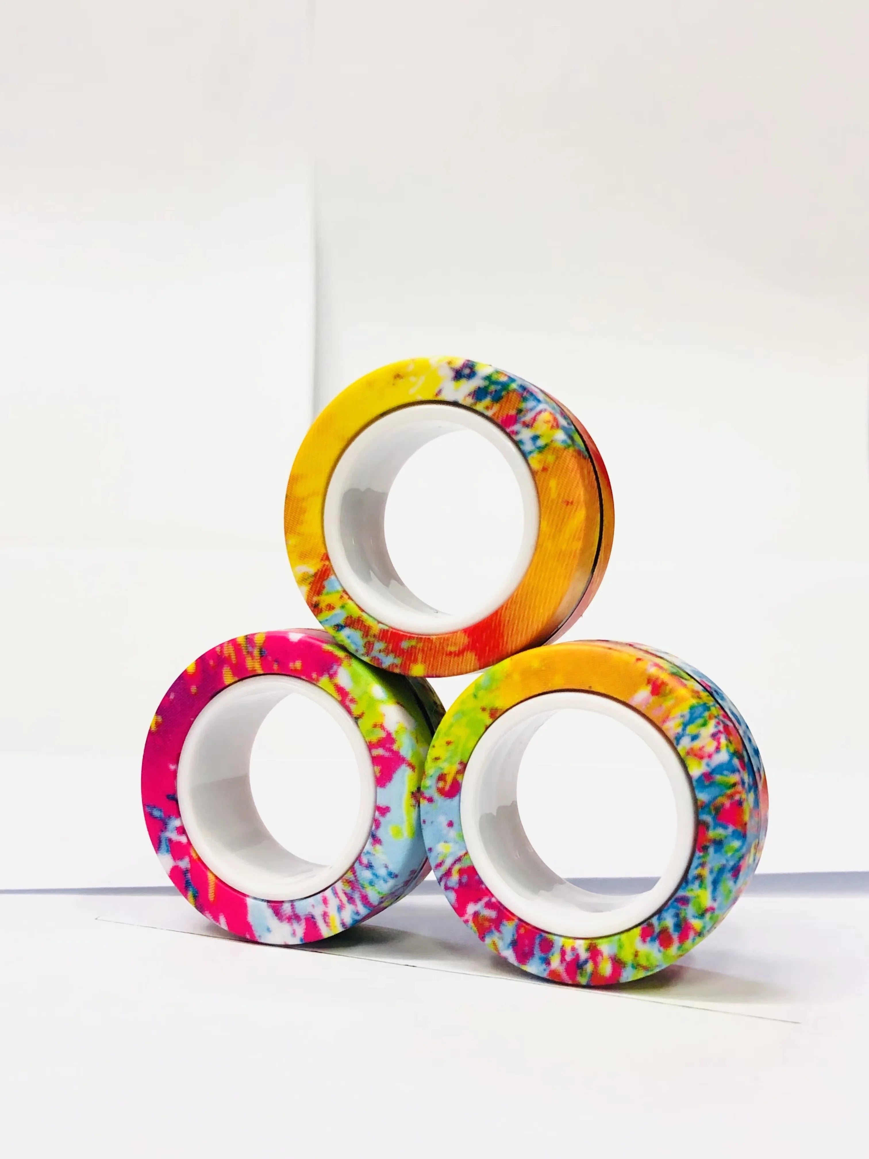 3pcs Fidget Toy Set Finger Magnetic Rings Colorful Adult Magnets Spinner Rings for Relieve Stress Anxiety Relief Therapy