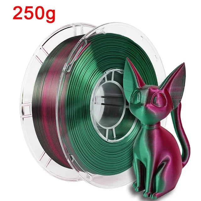 Dual Color Filament Silk PLA 1.75mm 1kg 500g 250g 3D Printer Plastic Material Two Colors Filament PLA Black Red Green Bundle New