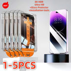 1-5PCS Dust Free Installation Tempered Glass For iPhone 17 16 13 15 14 11 12 Pro Max 16Pro 12 Mini XR XS X SE Screen Protector
