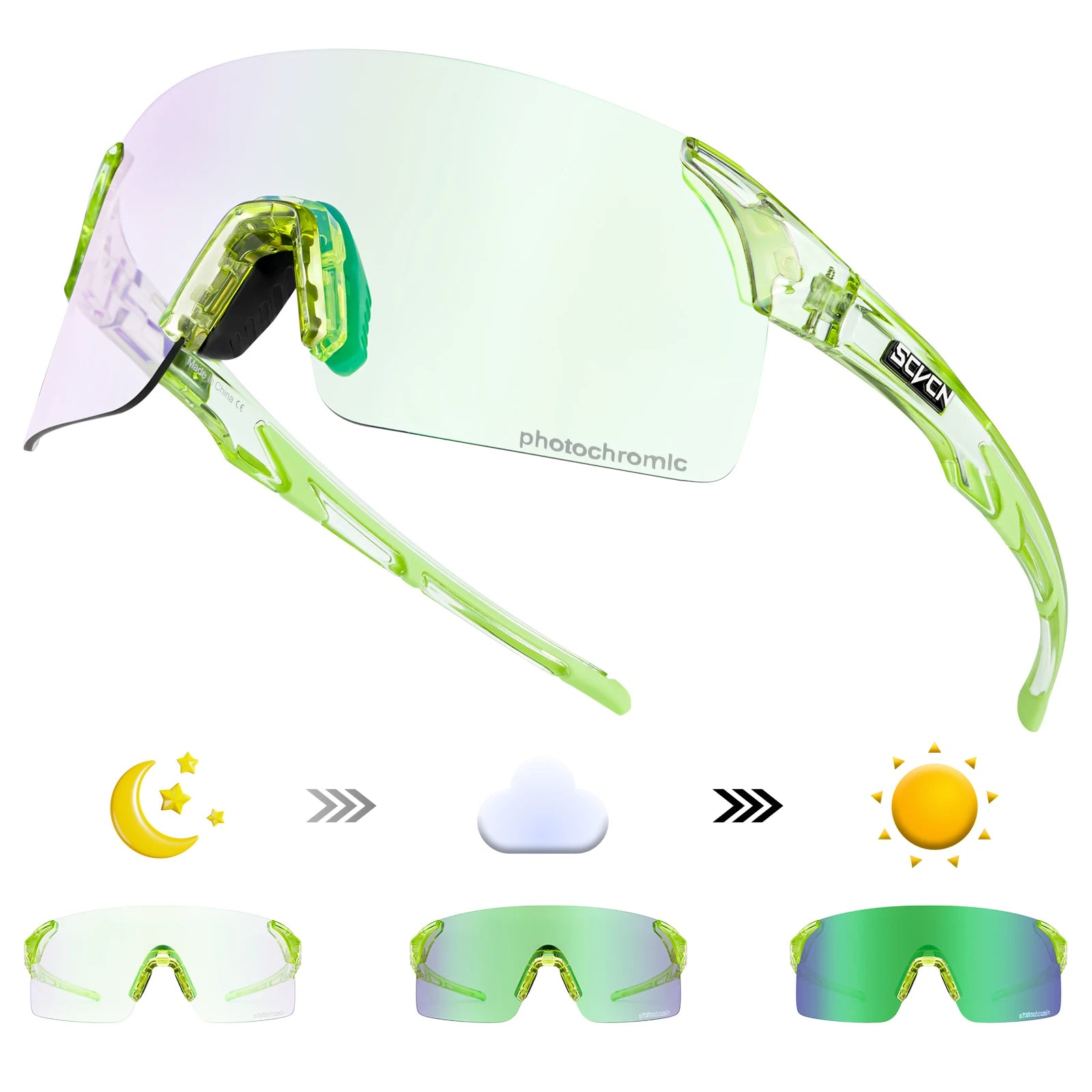 SCVCN Photochromic Cycling Sunglasses UV400 Cycling Glasses Sports Goggles Bicycle Eyewear Sunglasses Outdoor MTB Bike Glasses