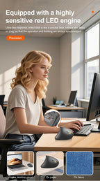 2.4GHz Bluetooth Wireless Mouse Rechargeable Vertical Mice Ergonomic 3Adjustable 1600DPI 6Buttons for Laptop PC Computer Desktop