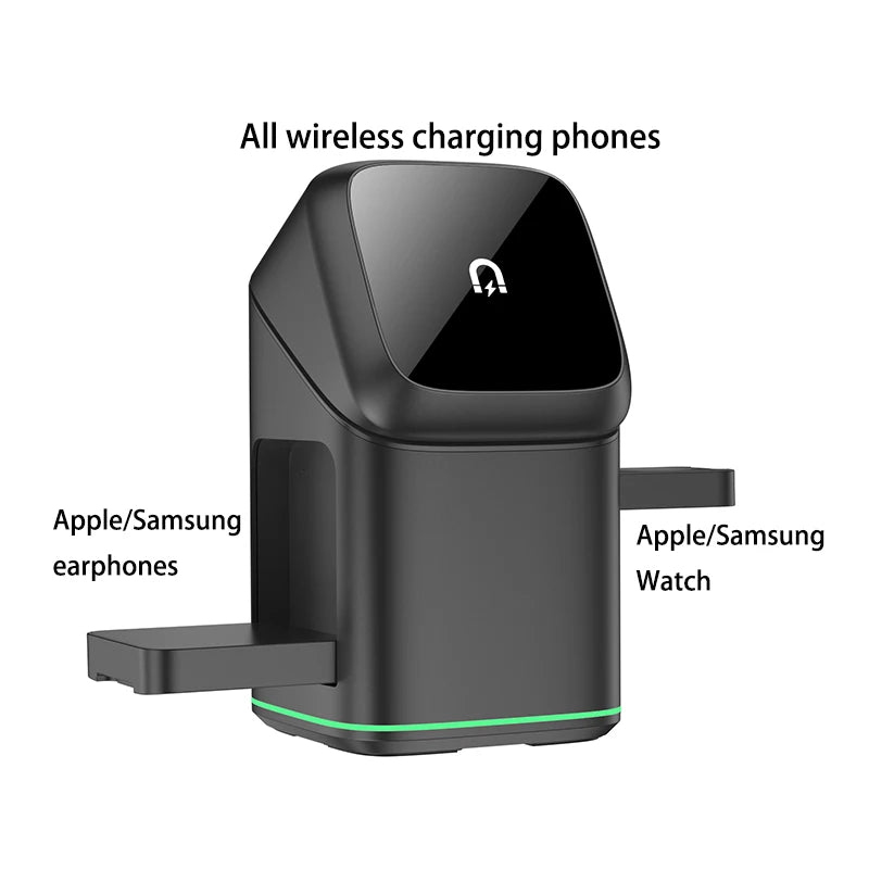 Qi2 25W 3-in-1 Magnetic Wireless Charger Stand Fast Charging For iPhone 14 15 16 17/AirPods Charger Touch Auto Rotation