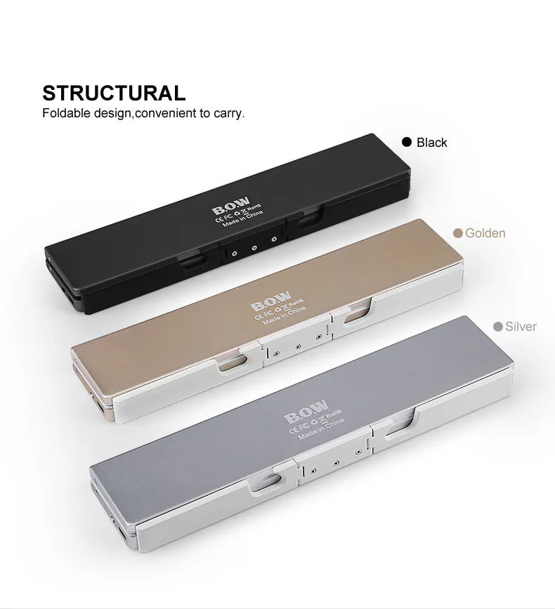 B.O.W. Mini Folding Bluetooth Keyboard Wireless Keypad Support3 Devices With Stand Rechargeable Foldable Keyboard for Phone Tablet