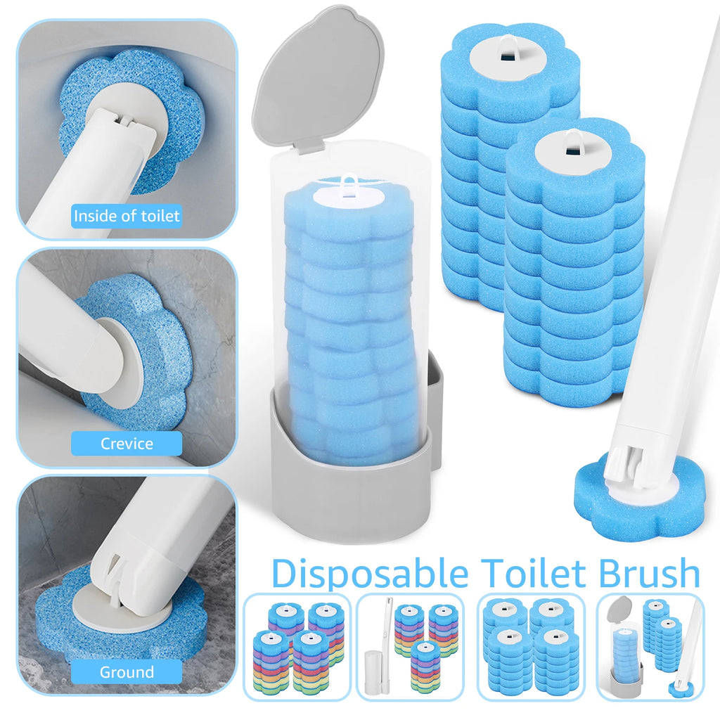 Disposable Toilet Bowl Cleaning Wand Kit Practical Toilet Bowl Brush with Replaceable Brush Head Multi-role Bathroom Accessories