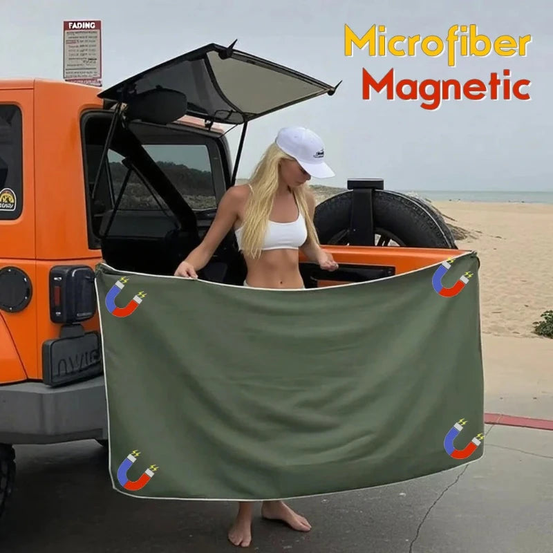 Magnetic Bath Towel Microfiber Quick Drying Outdoor Magnet Towels Beach Towel for Surfing Swimming Changing Clothes