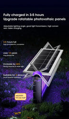20W Solar Mosquito Killer Lamp with Light 395nm UV+Carbon Mesh IPX5 Waterproof 6000mah USB/Solar Rechargeable for Garden/Patio