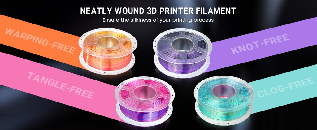 SUNLU PLA PLUS Silk 3D Printer Filament 1.75mm Double/Triple Tone Shiny Silk Textures Gradient Colors for Most FDM 3D Printers