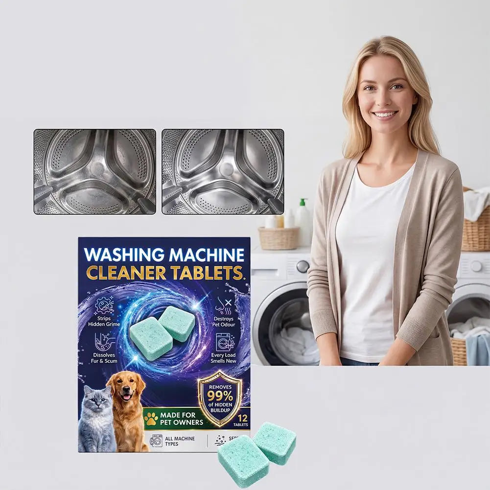 Washing Machine Cleaner Tablets Deep Cleaning Descaling Deodorizer Pet Hair Remover Washer Tub Clean Universal Laundry Care