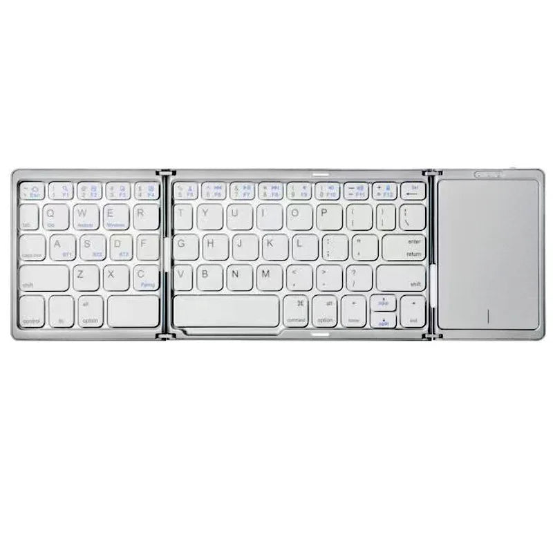3-Folding Keyboard Mini Wireless Keyboard Foldable Dual Bluetooth Keyboard with Touchpad for Windows Android IOS iPad Phone