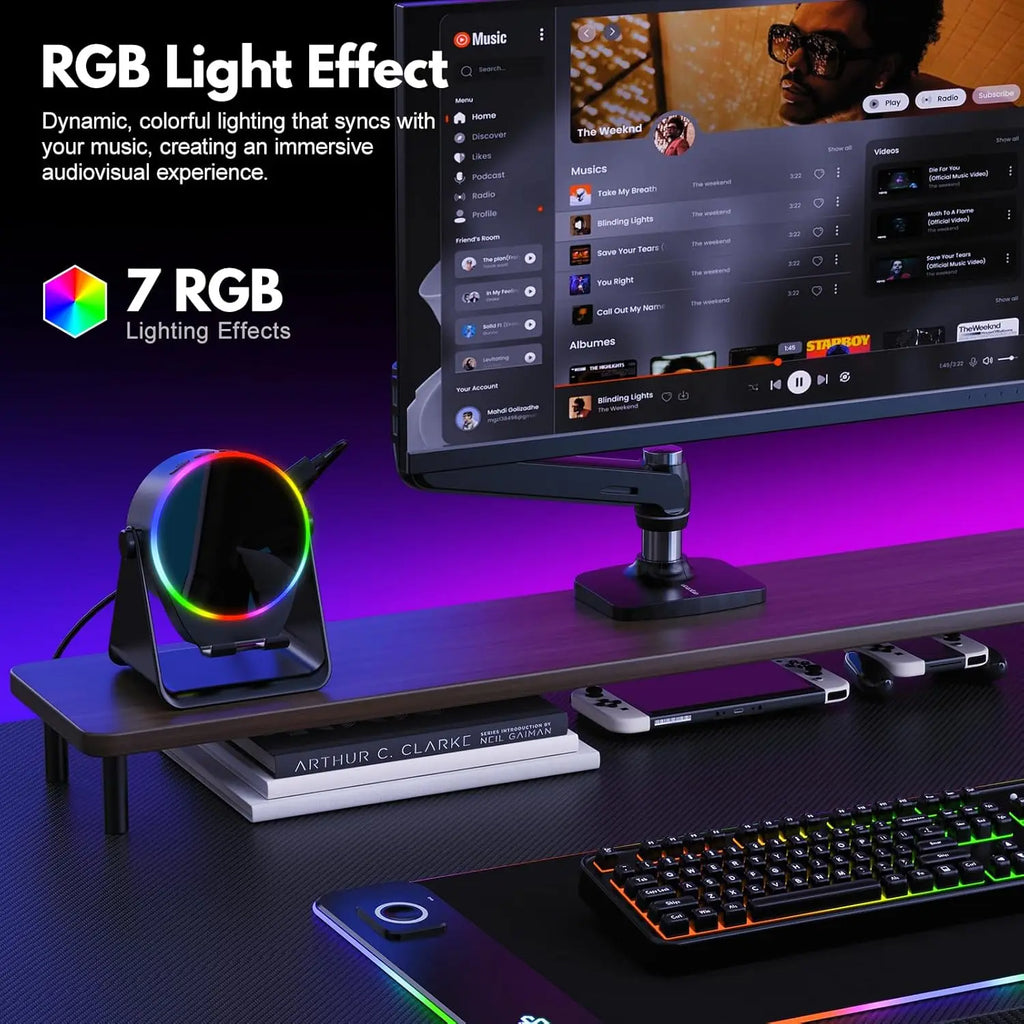 5 In 1 RGB Powerful Bluetooth Wireless Speaker Mobile Phone Stands Portable HIFI Sound Subwoofer Boombox Magnetic Tablet Brack