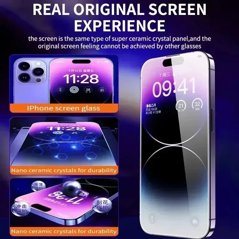 1-5PCS Dust Free Installation Tempered Glass For iPhone 17 16 13 15 14 11 12 Pro Max 16Pro 12 Mini XR XS X SE Screen Protector
