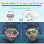 Children'S Swimming Goggles With Nose Cover, Wide Field Of View Diving Mask, Silicone Anti-Fog And Leak-Proof Large Format
