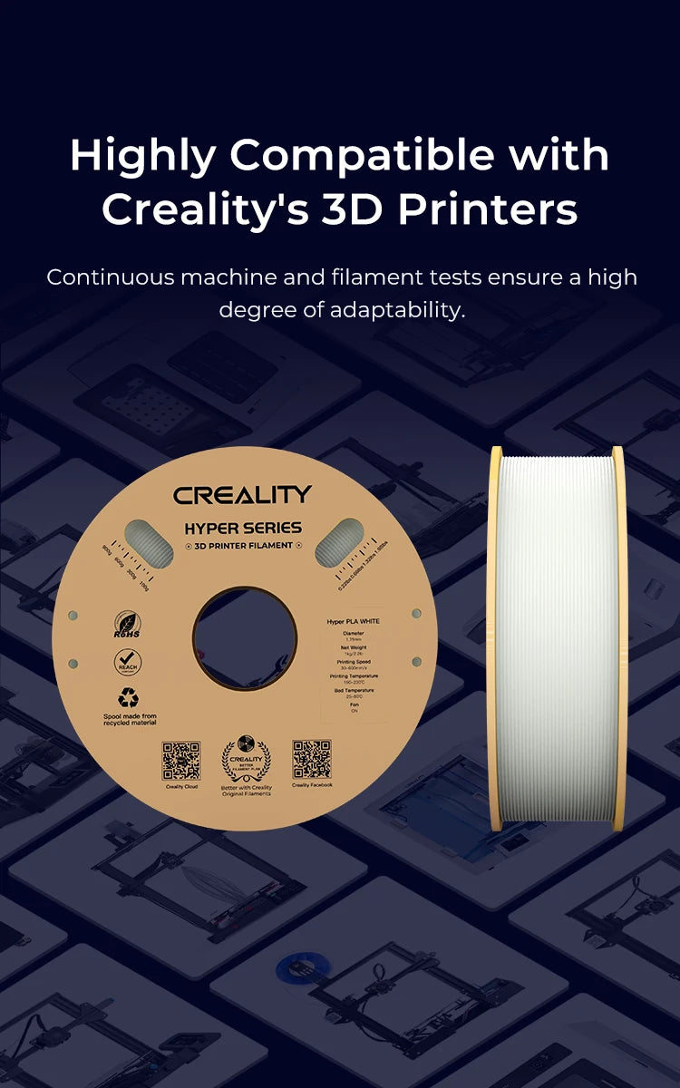 CREALITY Hyper Series PLA Filament 1.75mm Better Fluidity Faster Cooling High Precision for FDM Printers