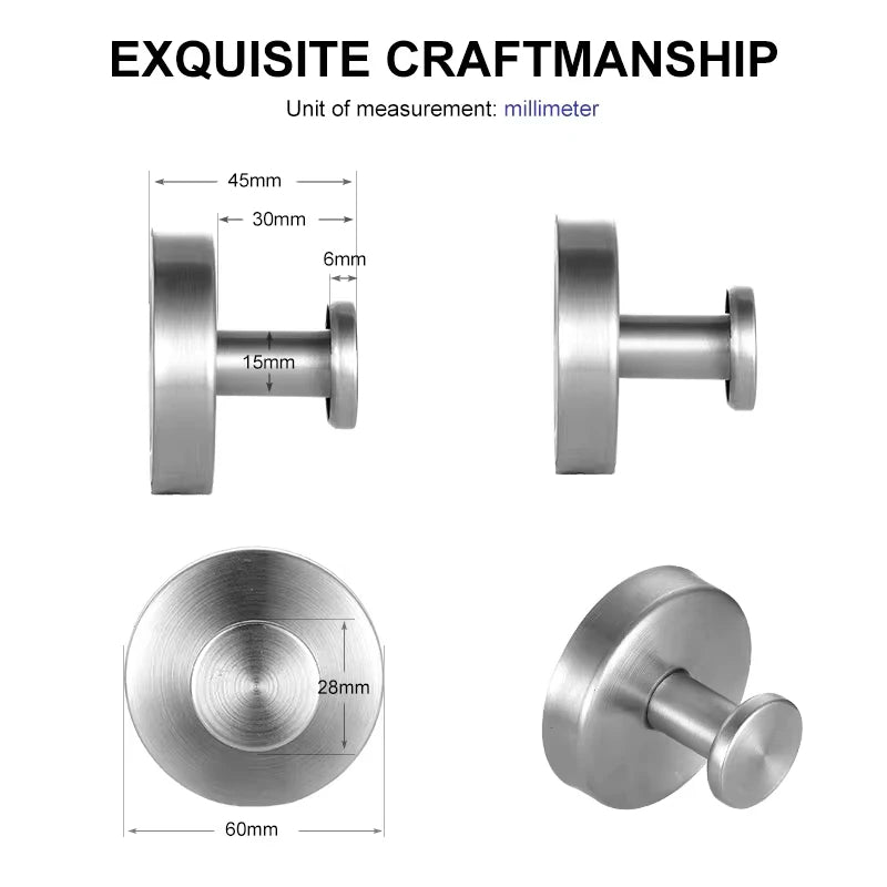 New Suction Cup Hooks Stainless Steel Waterproof Bathroom Shower Wall Mount Punch-free Reusable Strong Adsorption Hook Holders