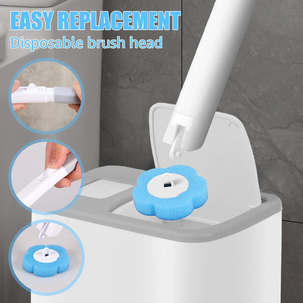 18/36Pcs Toilet Brush With Disposable Replacement Head Kits Upgrade Long Handle Bathroom Cleaning Brush For Home Wc Accessories