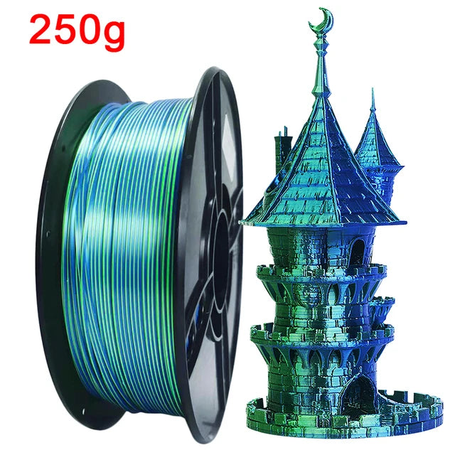 Dual Color Filament Silk PLA 1.75mm 1kg 500g 250g 3D Printer Plastic Material Two Colors Filament PLA Black Red Green Bundle New