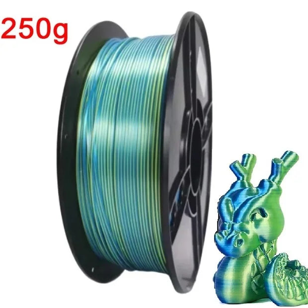Dual Color Filament Silk PLA 1.75mm 1kg 500g 250g 3D Printer Plastic Material Two Colors Filament PLA Black Red Green Bundle New