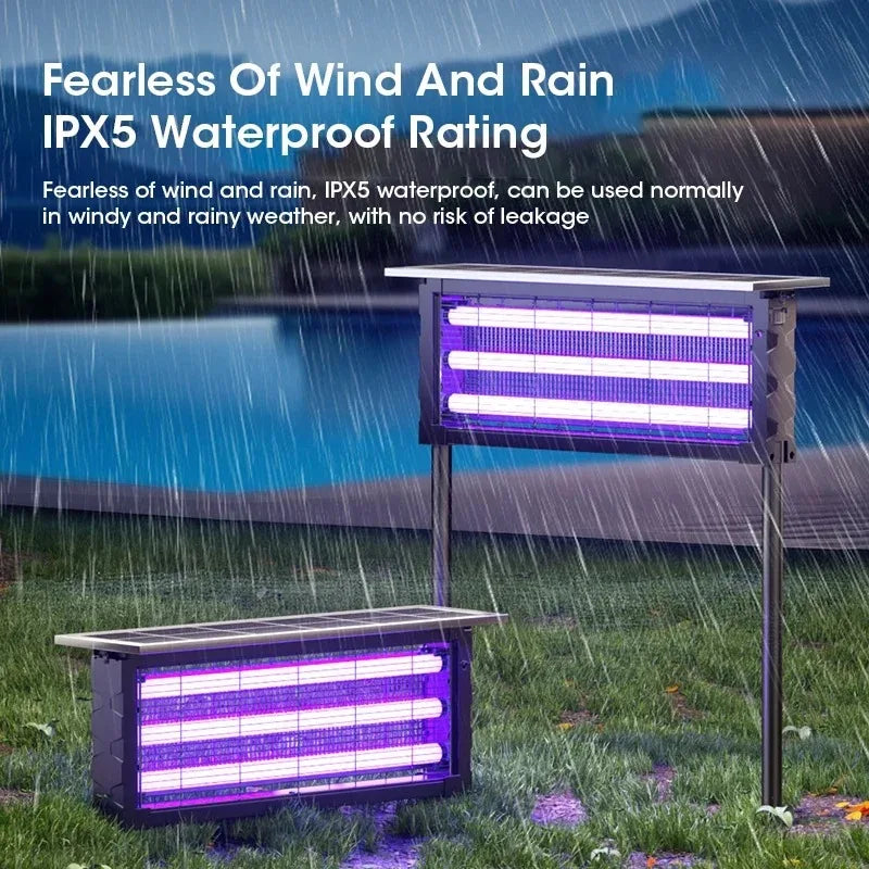 20W Solar Mosquito Killer Lamp with Light 395nm UV+Carbon Mesh IPX5 Waterproof 6000mah USB/Solar Rechargeable for Garden/Patio