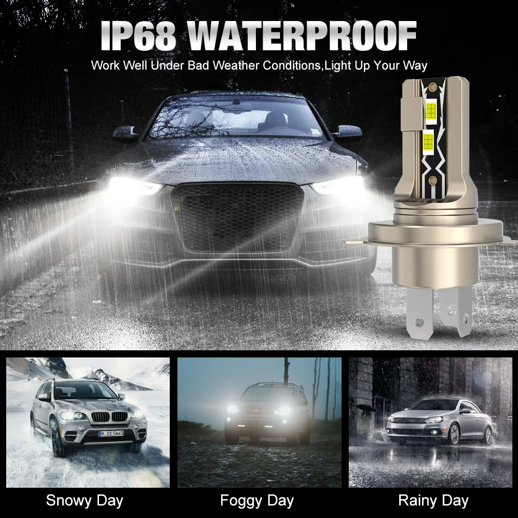 30000LM H4 Led Headlight Canbus Led H4 Auto Headlamp Turbo LED H4 9003 High Low Beam Headlight Bulb 12V 24V 6500K