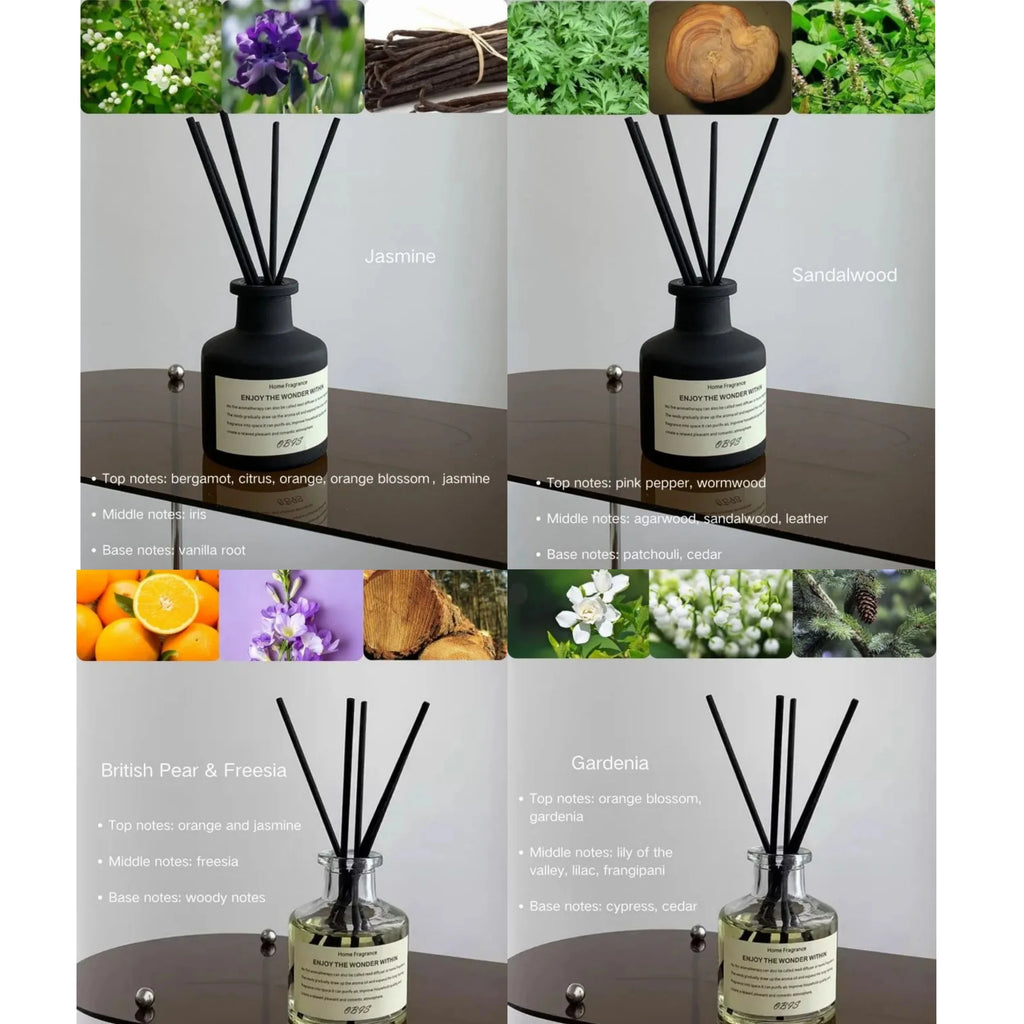 50ml Aromatherapy Essential Oil Flameless Freesia Jasmine Fragrance Oil with Reed Diffuser