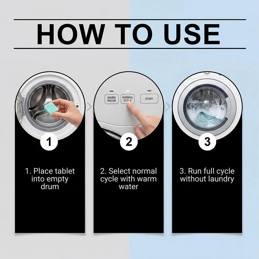 Washing Machine Cleaner Tablets Deep Cleaning Descaling Deodorizer Pet Hair Remover Washer Tub Clean Universal Laundry Care