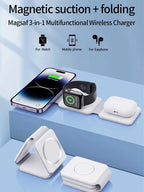 30W 3 in 1 Quick Multi-function Foldable Chargers Safe Magnetic Wireless Charger Portable Charger for iPhone IWatch AirPods