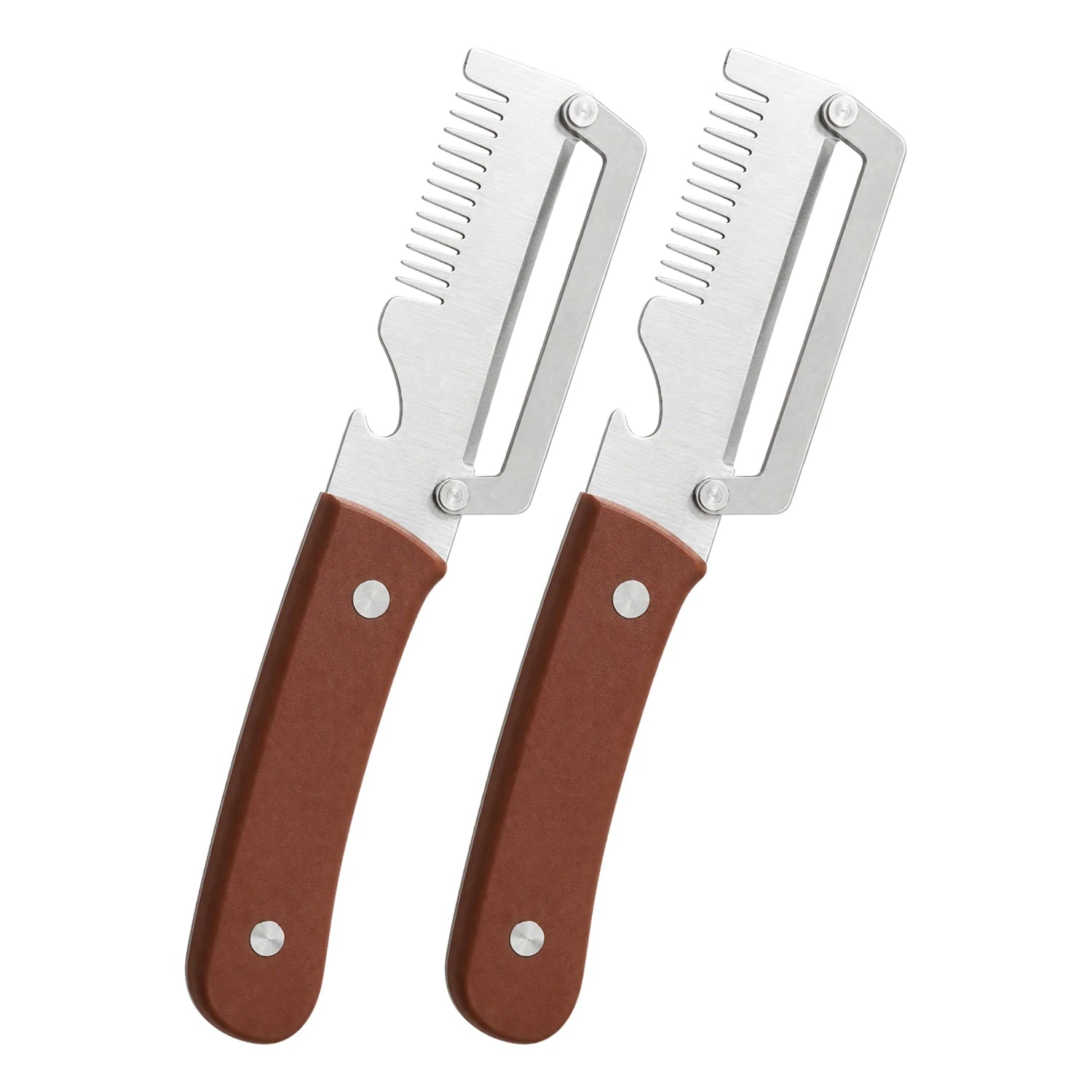 iLMH New Paring Knife Ergonomic Wood Handle Knife Stainless Steel Vegetable Peeler with Wooden Handle 2-in-1 Fruit Potato Peeler