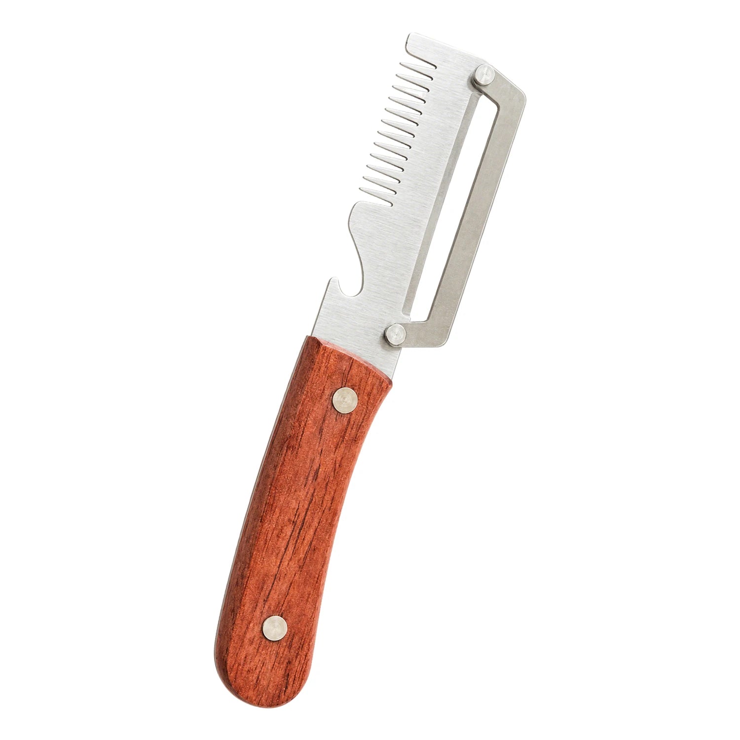 iLMH New Paring Knife Ergonomic Wood Handle Knife Stainless Steel Vegetable Peeler with Wooden Handle 2-in-1 Fruit Potato Peeler