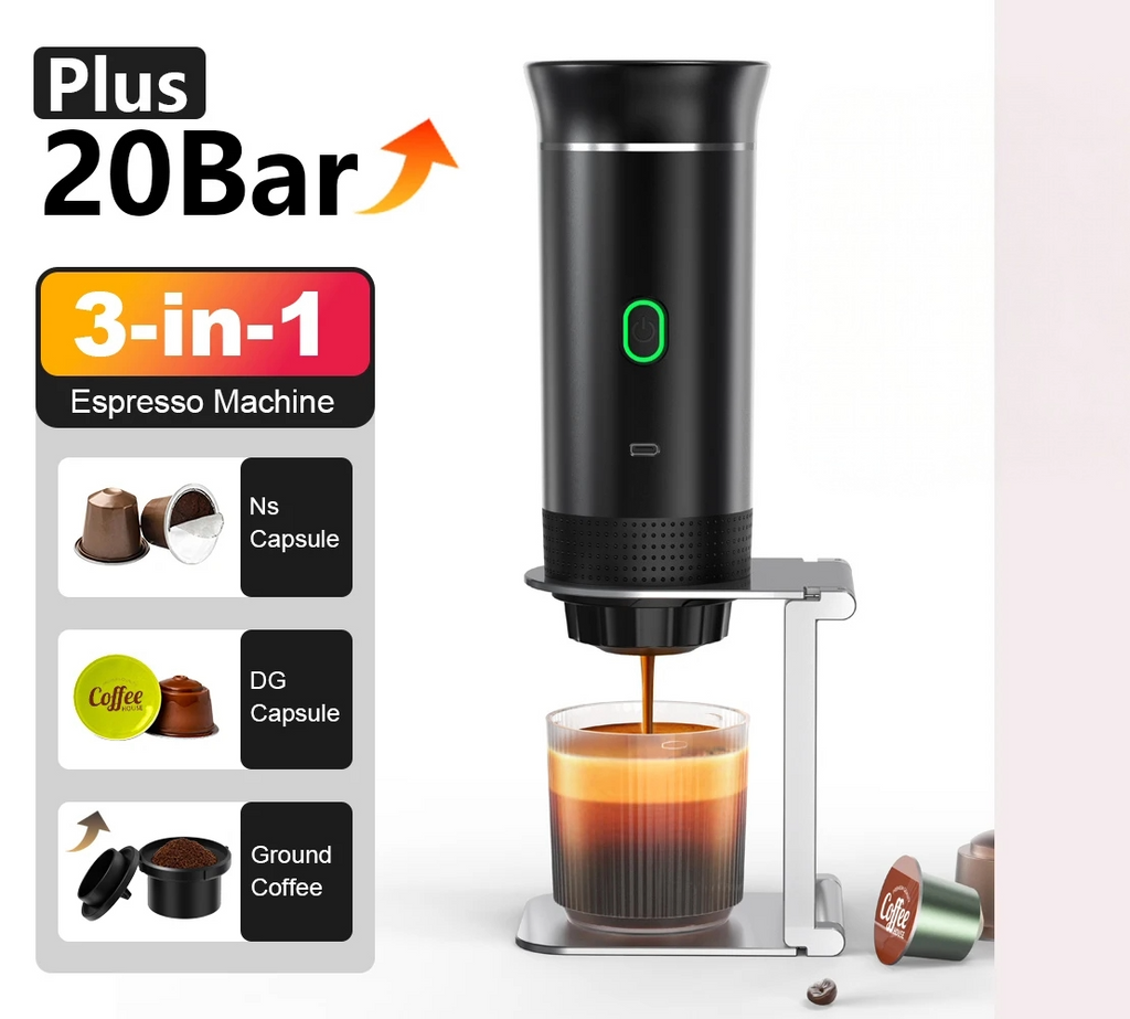 3 in 1 TYPE C Travel Cold Hot Brewing Cafe Machine USB 3 in 1 Portable Mini Espresso Handheld Capsule Self Heating Coffee Maker